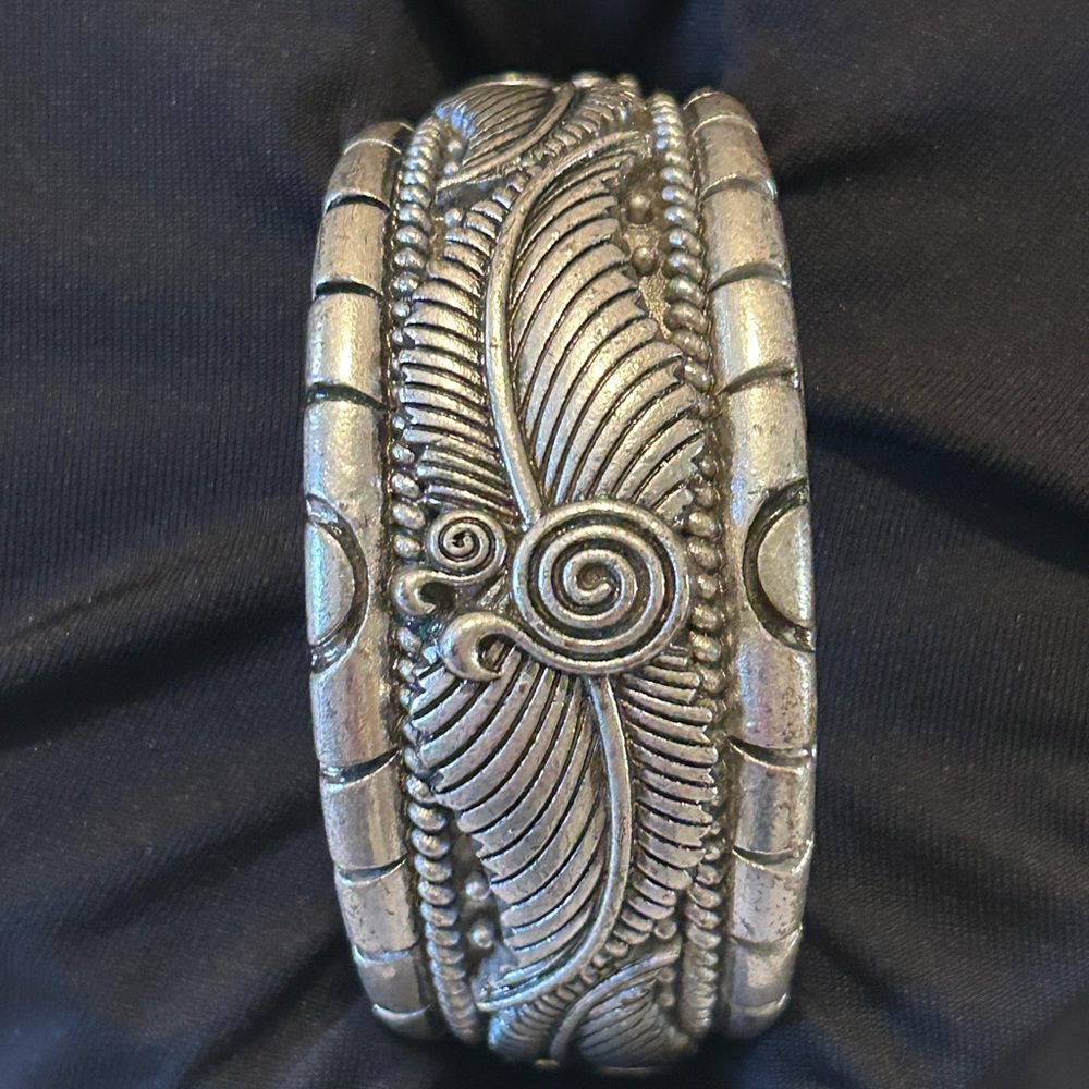 Silver Ornate Bangle Bracelet - Picture 5 of 5